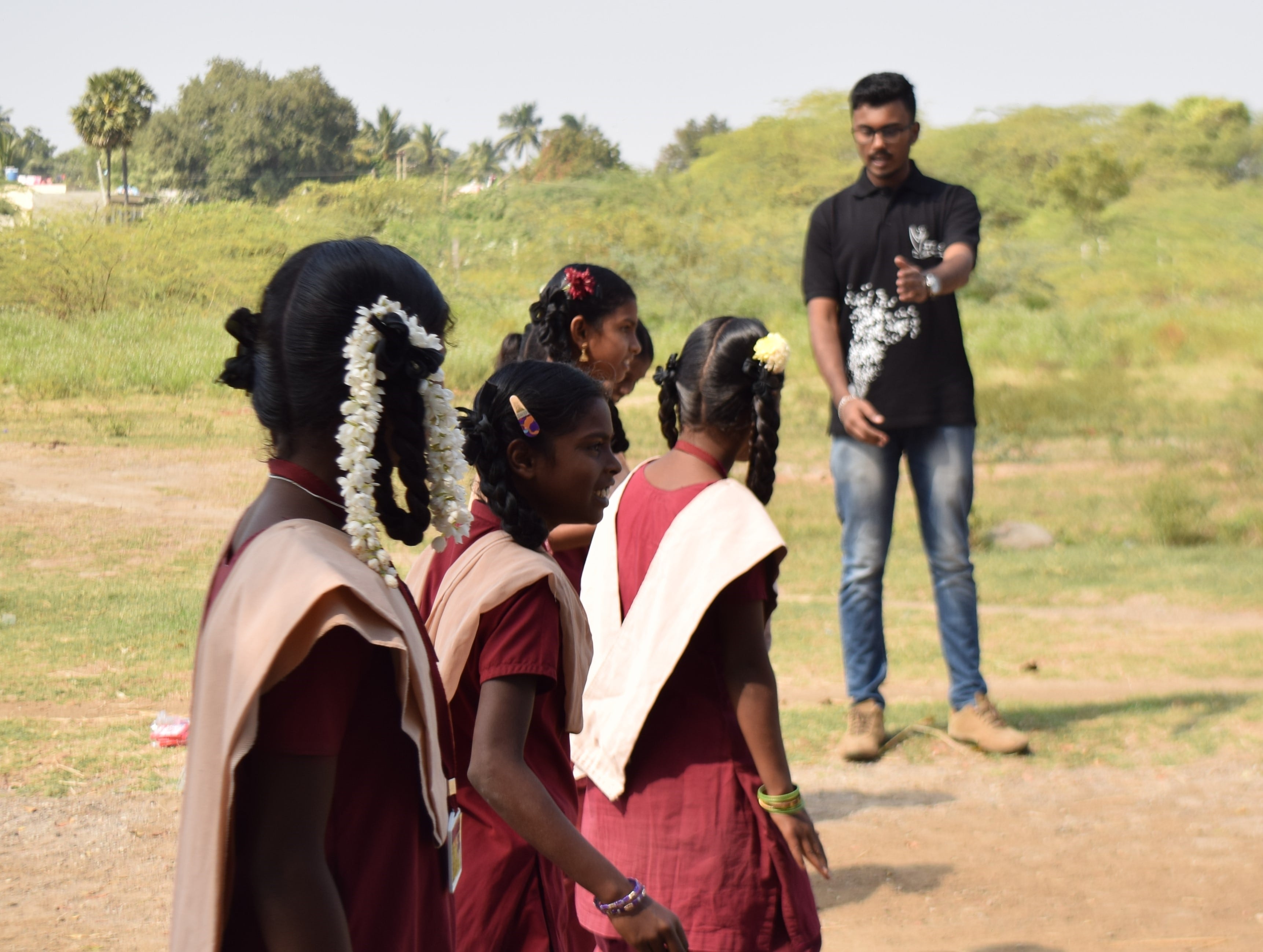 Adithya Narayan and school kids